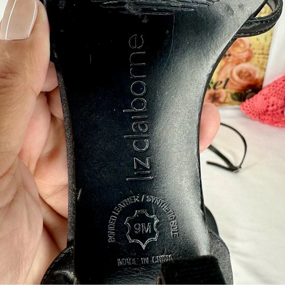 Liz Claiborne Ankle Strap Black Sandals Size 9 - Picture 12 of 14